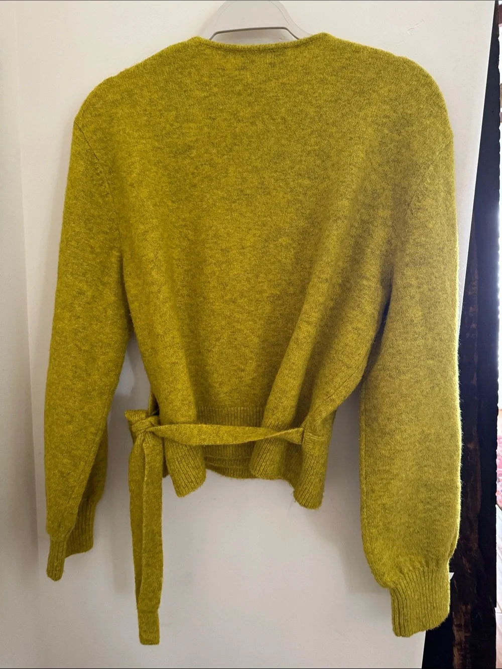 & Other Stories moss green/chartreuse Wrap Knit Cardigan, Medium